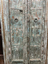 Antique Authentic Blue Door Rustic Farmhouse Hand Carved Garden Door
