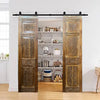 Antique Carved Double Door Brass Studs Wooden Barn Door 77