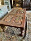 Reclaimed Carved Wood Coffee Table - Plantation Style Living Room Table