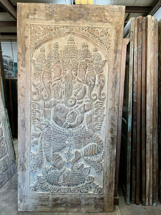 Panchmukhi Ganesha Wall Sculpture Ornate Indian Temple Wall Art 84x41