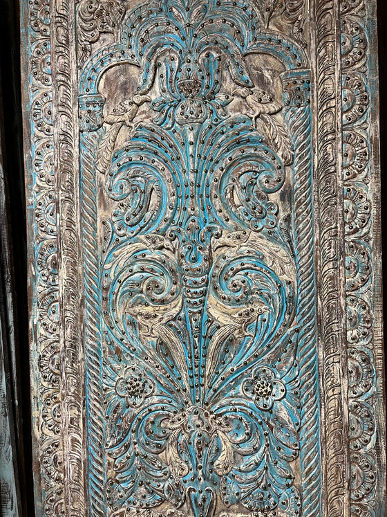 Artistic Carved Tree of Life Door – Decorative Wall Panel with Brass Studs