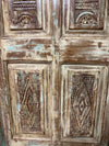 Antique Carved Wood Floral Barn Door – Rustic Single Statement Farmhouse Door 80x26
