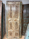 Antique Carved Wood Floral Barn Door – Rustic Single Statement Farmhouse Door 80x26