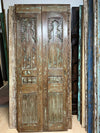 Hand Carved Vintage Wood Double Doors Nail Studded Barn Doors 