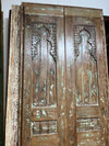 Hand Carved Vintage Wood Double Doors Nail Studded Barn Doors 