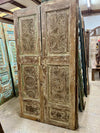 Antique Double Door Floral Carved Architectural Barn Door 80x42