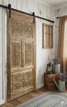  Ornate Carved Vintage Barn Door Door Reclaimed Wooden Barndoor 80x36