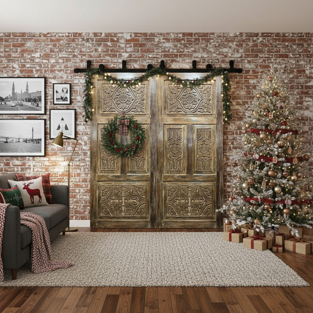  Ornate Carved Door Vintage Barn Door - Reclaimed Wooden Barndoor
