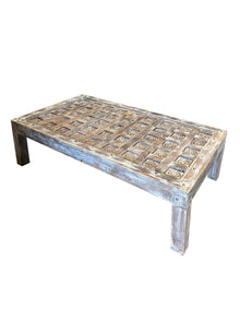  Antique Lotus Carved Coffee Table Whitewash Hand Carved Hall Table