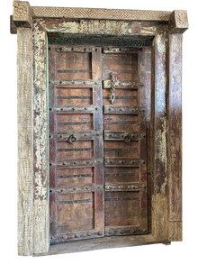  Antique Indian Door with Frame – Rustic Ranch Farmhouse Front Door Garden Door 