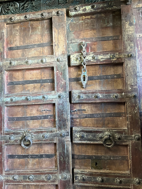 Antique Indian Door with Frame – Rustic Ranch Farmhouse Front Door Garden Door 