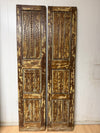 Antique Carved Wood Double Doors Brass Studs Decorative Barn Doors 80