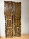 Antique Carved Wood Double Doors Brass Studs Decorative Barn Doors 80