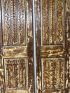 Antique Carved Wood Double Doors Brass Studs Decorative Barn Doors 80