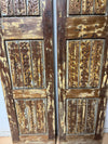 Antique Carved Wood Double Doors Brass Studs Decorative Barn Doors 80