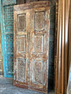 Antique Carved Double Door Brass Studs Rustic Blue Farmhouse Door 