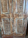 Antique Carved Double Door Brass Studs Rustic Blue Farmhouse Door 