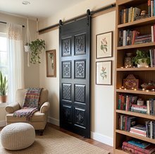  Artisan Carved Door Sliding Panel Vintage Closet Door Black Barndoor Door