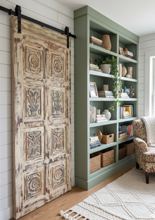  Vintage Carved Door Sandwashed Closet Bedroom Shabby Chic Sliding Barndoor 