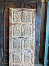 Vintage Carved Door Brass Studs Sand-washed Barn Door 80x36