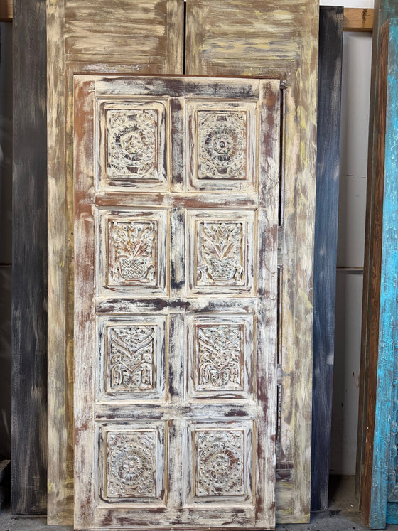 Authentic Vintage Carved Door Rustic Farmhouse Sandwashed Barn Doors 