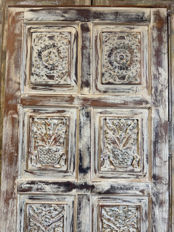 Authentic Vintage Carved Door Rustic Farmhouse Sandwashed Barn Doors 