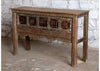 Ornate Carved Wood Console Table with Brass Studs – Vintage Entryway Table 