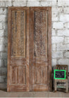 Vintage Carved Double Doors Brass Stud Statement Sliding Barn Doors 80x42