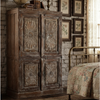 Antique Carved Cabinet with Brass Studs 