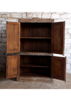 Antique Carved Cabinet Brown Sunrays Brass Studs  Storage Armoire