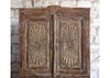 Antique Carved Cabinet Brown Sunrays Brass Studs  Storage Armoire