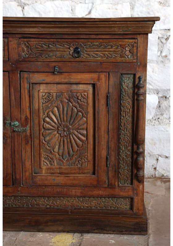 Antique Hand Carved Sideboard Living Room Storage Credenza Table 