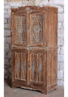 Antique Hand Carved Armoire Brass Studs Storage Cabinet 