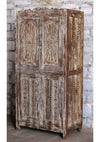 Antique Carved Cabinet Brass Studs Storage Armoire Bedroom Wardrobe 
