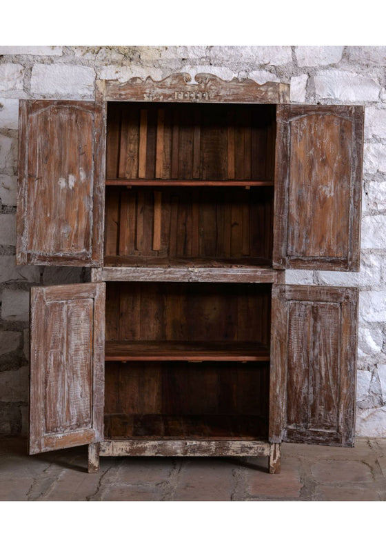 Antique Carved Cabinet Brass Studs Storage Armoire Bedroom Wardrobe 