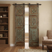  Vintage Carved Door Distress Green Double Door Floral Statement Doors 