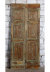 Vintage Carved Door Distress Green Double Door Floral Statement Doors 