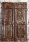 Vintage Sliding Door Floral Hand Carved Double Doors Rustic Farmhouse Door 