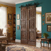 Vintage Sliding Door Floral Hand Carved Double Doors Rustic Farmhouse Door 