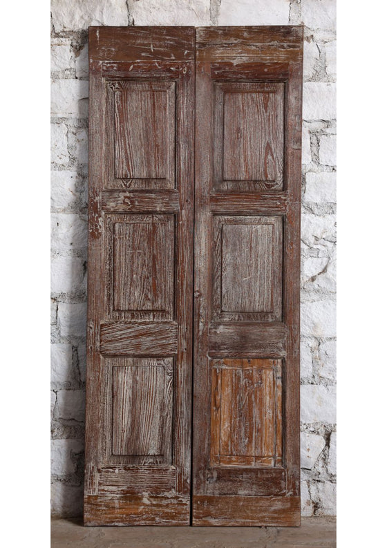 Vintage Sliding Door Floral Hand Carved Double Doors Rustic Farmhouse Door 