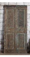 Vintage Carved Door Interior Double Floral Vase Design Wood Barn Door