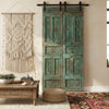 Vintage Carved Barn Door Blue Floral Rustic Farmhouse Door Double Door 
