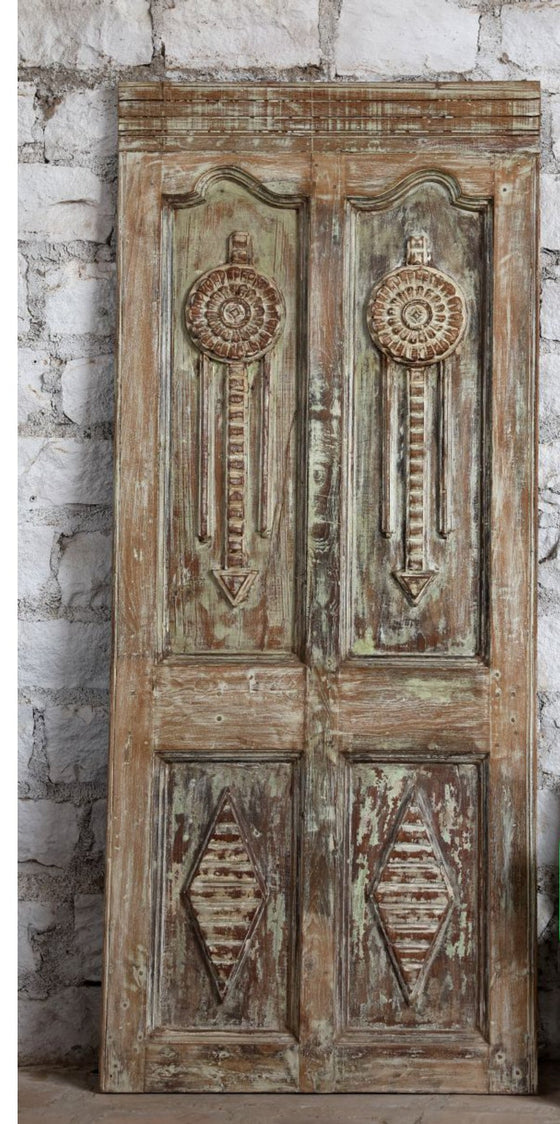 Vintage Carved Barn Door Single Sliding Door Custom Door Farmhouse Door 