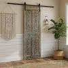 Antique Carved Door Blue Floral Barn Door Hinged Sliding Door