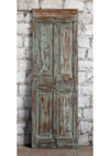 Antique Carved Door Blue Floral Barn Door Hinged Sliding Door