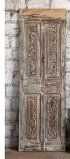 Antique Carved Door Distressed Green Sliding Doors Statement Decor 