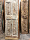 Antique Carved Wood Door Distressed Floral Statement Barndoor 80x26.5