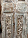 Antique Carved Wood Door Distressed Floral Statement Barndoor 80x26.5