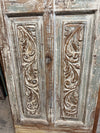 Antique Carved Wood Door Distressed Floral Statement Barndoor 80x26.5