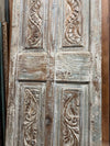 Antique Carved Wood Door Distressed Floral Statement Barndoor 80x26.5